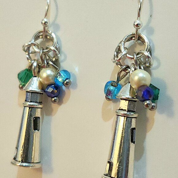 Handmade - Fun Tibetan Silver Lighthouse Earrings - Picture 6 of 6